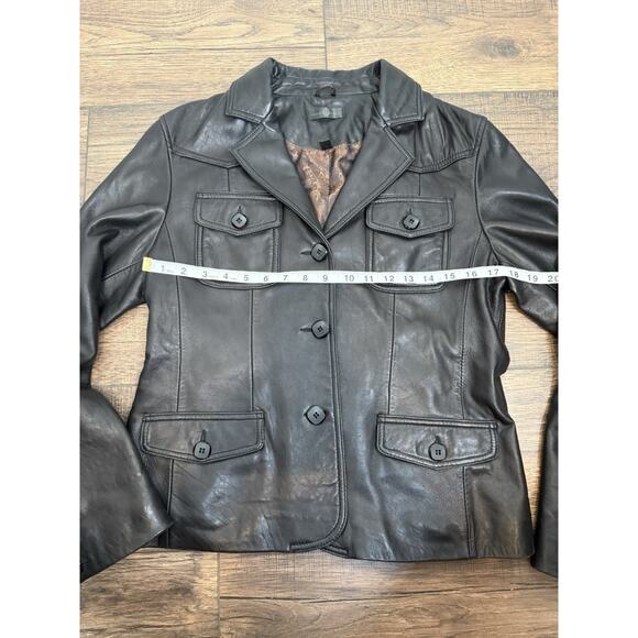 Vintage Wilson’s Leather Chocolate Brown Button Up Jacket Blazer 90’s Y2K Sz M - Picture 6 of 10